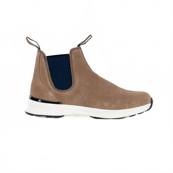 NEW BLUNDSTONE men's round toe 2146 boot in sand/navy - Picture 1 of 6